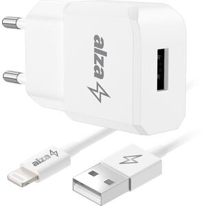 AlzaPower Smart Charger 2.1 A - fehér + Core Lightning MFi (C189), 1 m - fehér kép
