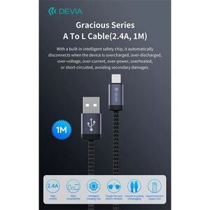 Devia Gracious Series v2 12W USB/Lightning adat-és töltőkábel 1m... kép