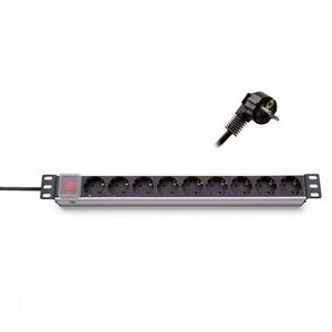 KELINE 620S10 19"" 1U 9x250V Schuko aljzat 2, 3m kapcsol... kép