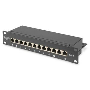 Digitus DN-91612S CAT6e Patch Panel - 12 Port - 1U kép