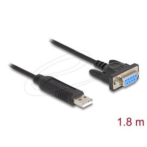 Delock USB 2.0 Soros RS-232 adapter, Sub-D 9 tűs aljzat, csavaros... kép