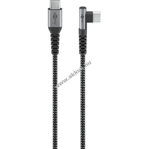 Goobay Textile Cable USB-C-USB-C textilkábel 2m 60W 3A 90° spacegrau/ezüst kép