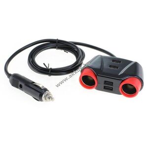 OTB autós töltő elosztó (12-24V) 2db szivargyújtó és 4db USB csatlakozással kép