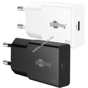 Goobay Single Fast Charger 30W USB-C PD GaN Slim fehér gyorstöltő 1x USB-C (Power Delivery) kép