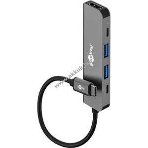 Goobay Standard Slim 5-portos USB-C hub 1xHDMI 2xUSB-C 2xUSB-A 5Gbit/s PD100W USB3.2 kép