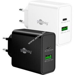 Goobay Multi Fast Charger 65W USB-C PD GaN dupla gyorstöltő fehér 1xUSB-C 1xUSB-A kép
