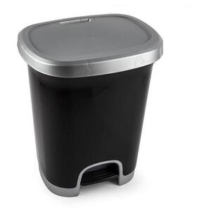 Plastic Forte Color szemetes, fekete-ezüst, betét nélkül pedállal, 27 l kép