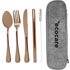 ECOCARE Utazási evőeszközkészlet tokkal Rose Gold 4 db kép