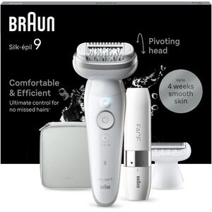 Braun Silk·épil 9 9-341, Fehér/Ezüst + mini szőrtelenítő arcra kép