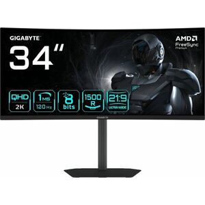 Gigabyte 34" GS34WQCA 21: 9 UWQHD VA LED Ívelt Gaming Monitor... kép