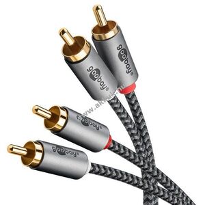 Goobay Plus Series Stereó RCA-kábel 2m 2x RCA dugó (audio bal/jobb) aranyozott fém csatlakozó kép