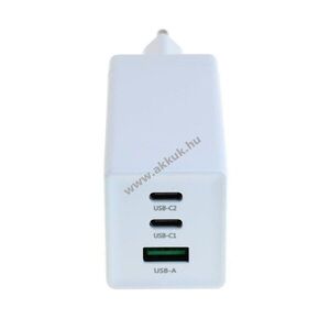 OTB GaN 3-port USB töltő 65W (2xUSB-C+1xUSB-A) USB-PD fehér kép