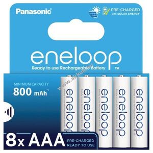 Panasonic eneloop AAA akku 1, 2V 800mAh 8db/csomag BK-4MCDE/8HH NiMH kép