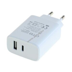 OTB kétportos USB töltő USB-C+USB-A 20W USB Power Delivery fehér kép