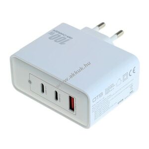 OTB GaN USB töltő 3-port (2xUSB-C+1xUSB-A) 100W USB-PD fehér kép