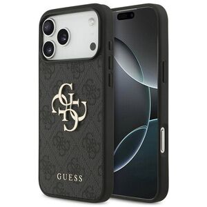 Guess PU 4G Metal Logo hátlap, iPhone 17 Pro Max, Grey kép