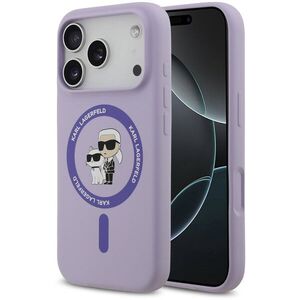 Karl Lagerfeld Liquid Karl and Choupette iPhone 17 Pro lila szilikon MagSafe tok kép