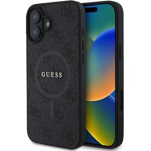Guess PU Leather 4G Colored Ring MagSafe iPhone 16 Black tok kép