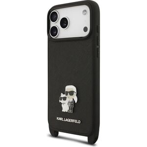 Karl Lagerfeld Saffiano Crossbody Metal Karl and Choupette iPhone 17 Pro fekete tok kép