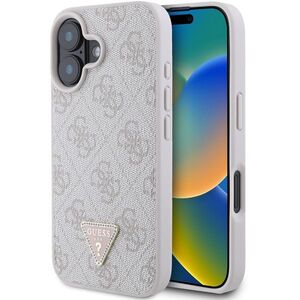 Guess PU 4G Strass Triangle Metal Logo telefon tok iPhone 16e/17e készülékhez, rózsaszín kép