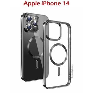 Swissten Clear Jelly MagStick Metallic iPhone 14 fekete tok kép