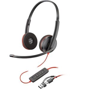 HP Poly Blackwire 3220 Stereo USB-C Black + USB-C/A Adapter kép