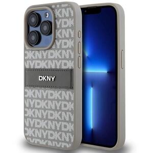 DKNY Repeat Pattern Tonal Stripe iPhone 15 Pro bézs PU bőr tok kép