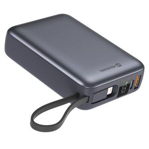 Swissten 20000 mAh integrált USB-C és Lightning kábelekkel, ezüstszürke kép