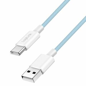 Logilink USB 2.0 Type-C kábel C/M > A/M, Nylon, 60W kék 1, 5m kép