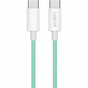 Logilink USB 2.0 Type-C kábel C/M > C/M, Nylon, 60W zöld 1, 5m kép