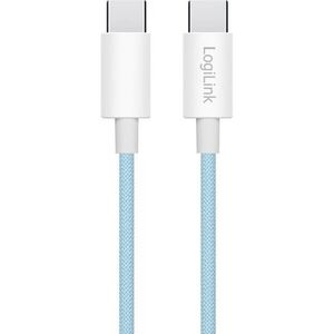 Logilink USB 2.0 Type-C kábel C/M > C/M, Nylon, 60W kék 1, 5m kép