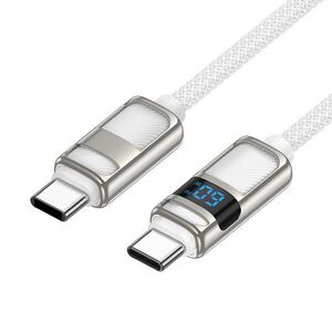 HOCO U137 Line 60W töltő adatkábel kijelzővel Type-C - Type-C fehér 1, 2m kép