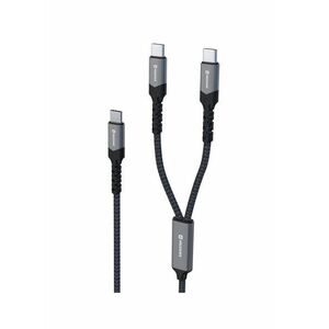 Swissten 2in1 Töltőkábel, 100 W, USB-C/2× USB-C, 1, 5 m, fekete kép