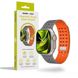 Mobile Origin Magnetic Strap Apple Watch 49mm / 46mm / 45mm / 44mm - Grey/Orange kép