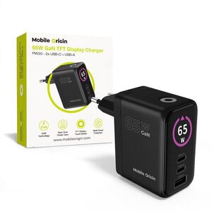 Mobile Origin 65W GaN Display Charger PW20 - 2× USB-C + USB-A kép