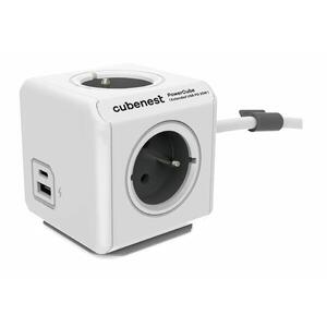 Cubenest Powercube Extended USB PD 20W, A+C, 4x aljzat, 1.5m, fehér/szürke kép