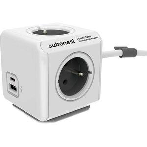 Cubenest Powercube Extended USB PD 20W, A+C, 4× aljzat, 3 m, fehér/szürke kép