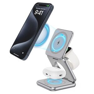 Kuxiu X40 3in1 MagSafe Foldable Charging Stand, Silver kép