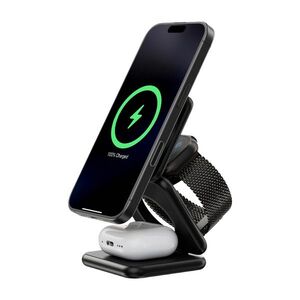 Kuxiu X40Q Qi2 Certified 3in1 MagSafe Foldable Charging Stand, Black kép