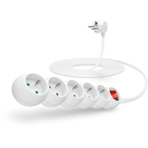 CONNECT IT hosszabbító kábel 230V, 5 aljzat + főkapcsoló, 5m, fehér kép