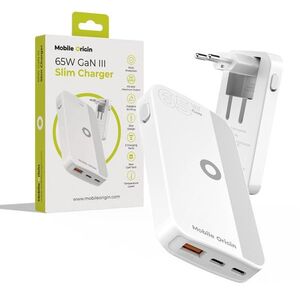 Mobile Origin 65W GaN III Slim Charger dual USB-C Single USB-A White töltőfej kép