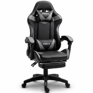 GOBORELAX Gamer szék masszázsfunkcióval és lábtartóval - fekete-szürke kép