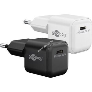 Goobay Single Fast Charger 20W USB-C PD GaN gyors töltő nano fehér 1x USB-C csatlakozó kép