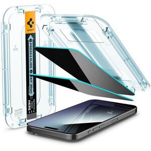 Spigen Glass tR EZ Fit (Privacy) 2 Pack Transparency iPhone 15 Pro kép