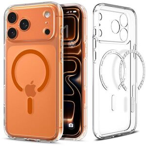 Spigen Ultra Hybrid Clear Orange iPhone 17 Pro Max MagSafe tok kép