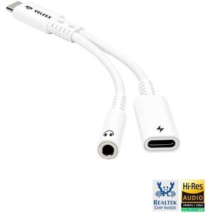 Veles-X Hi-Res DAC Audio Adapter – Realtek Chip (384 kHz / 32-bit), USB-C to 3.5 mm Jack + PD White kép