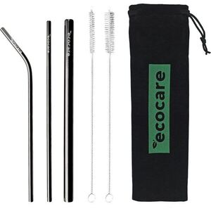 ECOCARE Környezetbarát fém szívószál készlet fekete kép