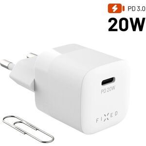 FIXED Mini Töltő, USB-C kimenet, PD 20 W, fehér kép