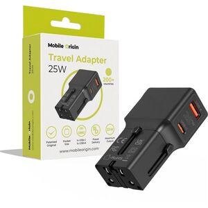 Mobile Origin Travel Adapter 25W EU / US / UK / AU Black kép
