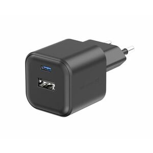 Swissten GaN 1x USB-C 20W PD + 1x USB-A 18W QC fekete töltőfej kép
